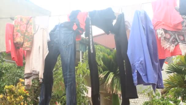 太陽の下での衣服の乾燥 — ストック動画