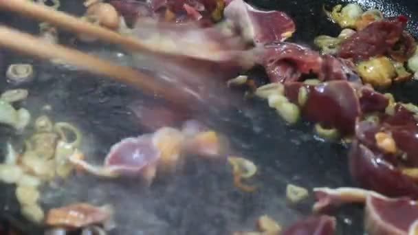 Gătit Carne Porc Pui Legume — Videoclip de stoc