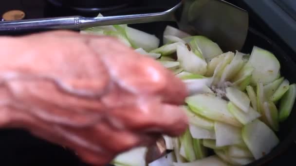 Готуємо Свинину Курку Овочі — стокове відео