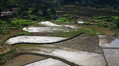 Dağın eteğindeki köyler ve tarlalar