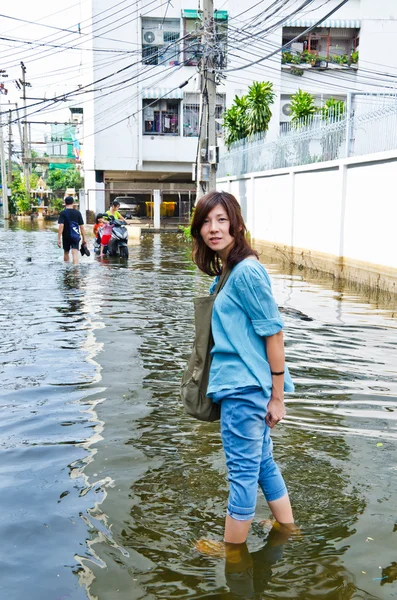 As piores cheias em Jaransanitwong — Fotografia de Stock