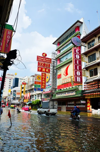 The worst flooding in Bangkok's Chinatown — Stock Photo, Image