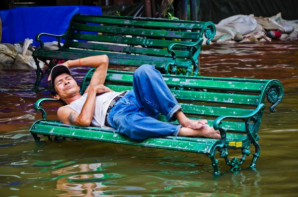 最严重水浸在曼谷的唐人街 — 图库照片