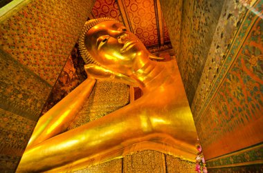 uzanmış altın buddha, wat pho, bangkok, Tayland