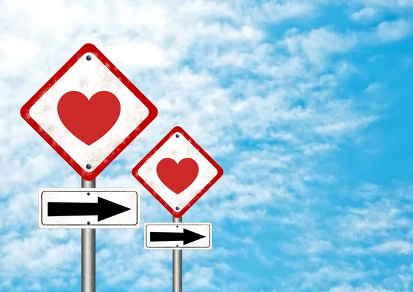 sevgi ile yol levhası