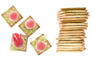 Fıstık ezmesi craker kanepeler ile yığını