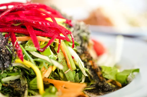 Plato de ensalada orgánica colorida fresca de cerca — Foto de Stock