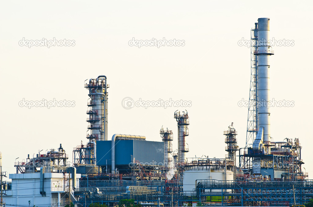 Morning scene of oil refinery factory