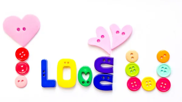 I love you, made from plastic buttons — Stock Photo, Image