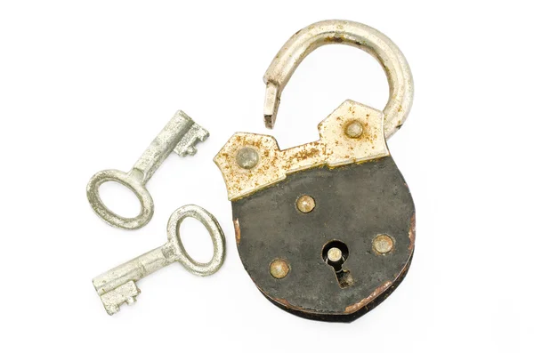 旧锁和密钥 — 图库照片