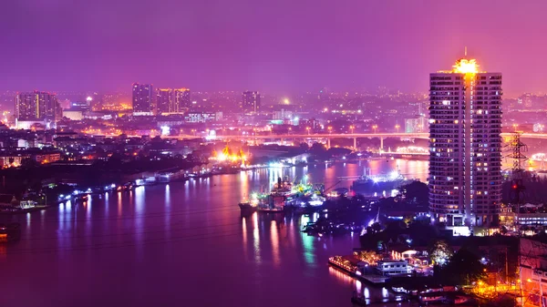 Bangkok stad scape på natten — Stockfoto