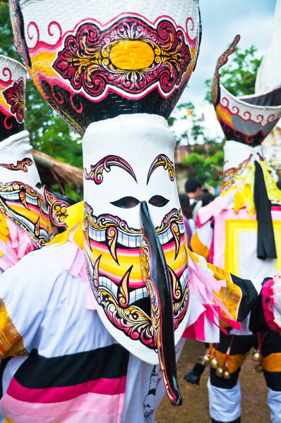 Unidentified men wear ghost costumes at Ghost Festival