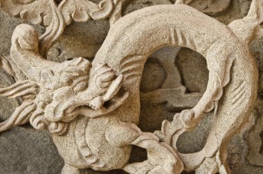 Tapınakta Vintage Ejderha oyma .