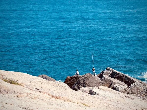 Rybáři Divokém Útesu Blue Ocean Shimane Japonsko — Stock fotografie