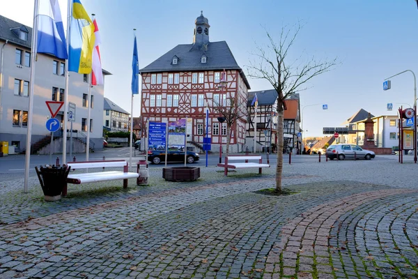 Usingen Germany November 2021 European Medieval Architecture Modern City Half — Stock Photo, Image