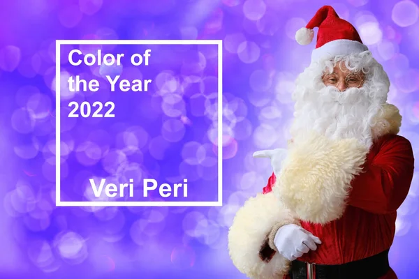 Веселий Смішний Санта Клаус Написом Фіолетовий Бузкове Тло Поняття Veri — стокове фото