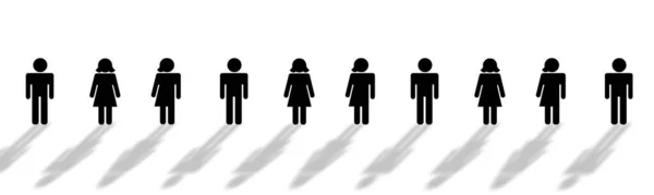 Silhouette Figures People Men Women Indeterminate Gender White Isolated Background — Stok fotoğraf