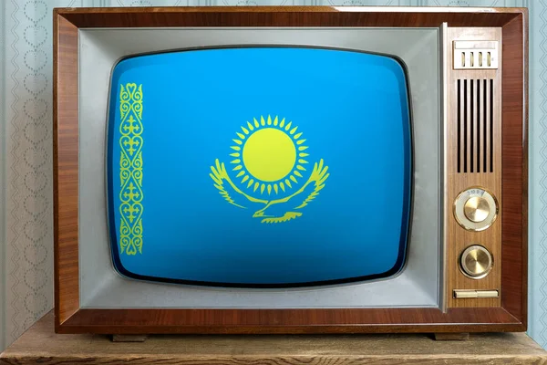 Old Tube Vintage National Flag Kazakhstan Screen Stylish Interior 60S — Stock fotografie