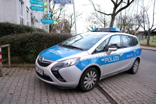 Frankfurt Alemania Enero 2022 Vehículo Típico Policía Alemania Con Destellos — Foto de Stock