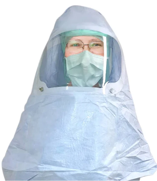 Adult Female Doctor Nurse Protective White Suit Work Medical Clothing — Stock Photo, Image