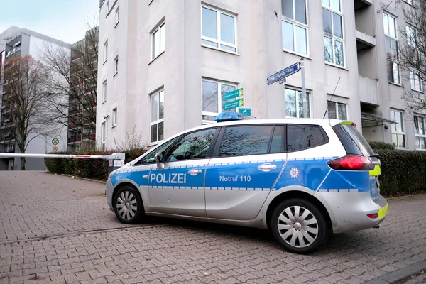 Frankfurt Alemania Enero 2022 Vehículo Típico Policía Alemania Con Destellos — Foto de Stock