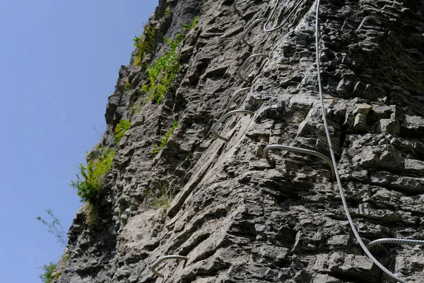 Través Ferrata Roca Camino Hierro Para Escaladores Cordillera Francia Ruta —  Fotos de Stock