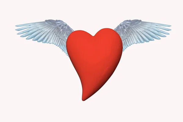 Δημιουργική Απομονωμένο Λευκό Φόντο Mockup Καρδιά Φτερά Έννοια Της Πρότασης — Φωτογραφία Αρχείου