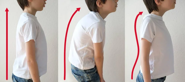 Espalda Del Niño Niño Años Edad Una Camiseta Blanca Slouches — Foto de Stock