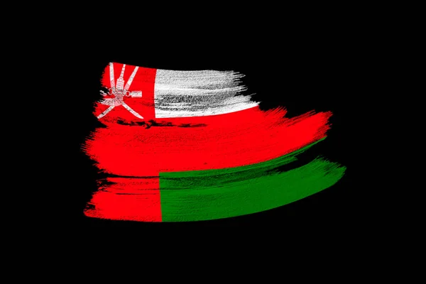 Creative National Grunge Oman Flag Brushstroke Black Isolated Background Concept — Foto de Stock