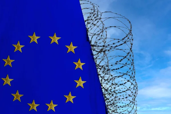 콘크리트 유럽연합의 철조망 감옥의 국가의 전체주의 권리와 시민의 자유에 — 스톡 사진