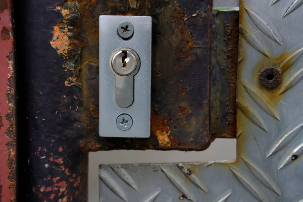 Close Του Κενού Κλειδαρότρυπα Κλειδαριά Πόρτας Στην Είσοδο Υφή Είναι — Φωτογραφία Αρχείου