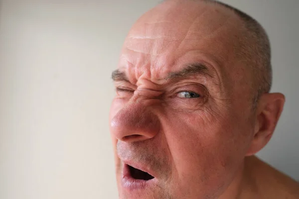 Close Charismatic Mature Man Years Old Looks Peeps One Eye — стоковое фото