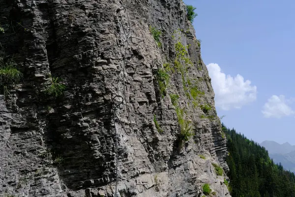Przez Ferratę Skale Żelazna Ścieżka Dla Wspinaczy Pasmie Górskim Francji — Zdjęcie stockowe