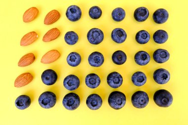 mavi böğürtlenler ahşap masada metal bisiklet sepetlerinde, Vaccnium uliginosum bahçede, Heather ailesinin bitkisi, yeşil yapraklar, sağlıklı beslenme konsepti, vegan diyeti, çiğ yiyecek, sağlıklı yiyecek. 