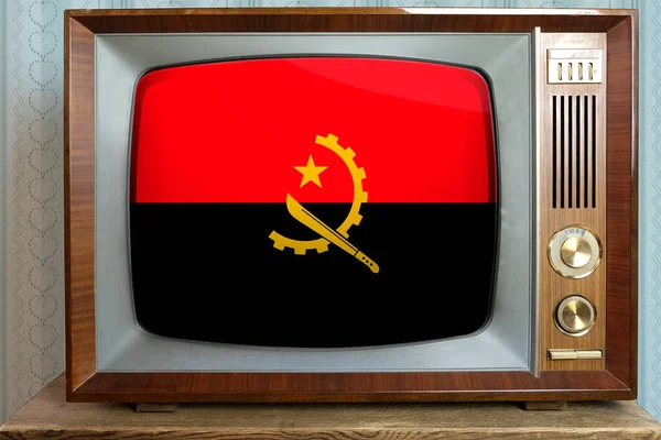 Old Tube Vintage National Flag Angola Screen Concept Eternal Values — Stock Photo, Image