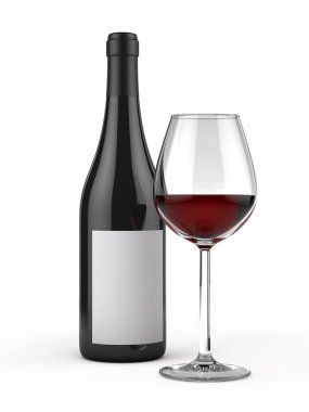 bardak ve şişe kırmızı şarap