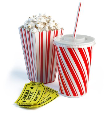 patlamış mısır, cola ve sinema biletleri