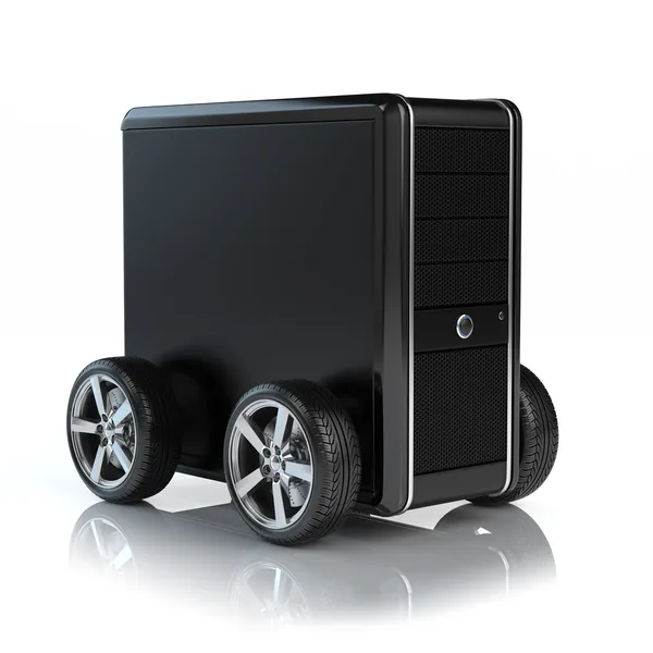 Computer on wheels — Stock Photo, Image