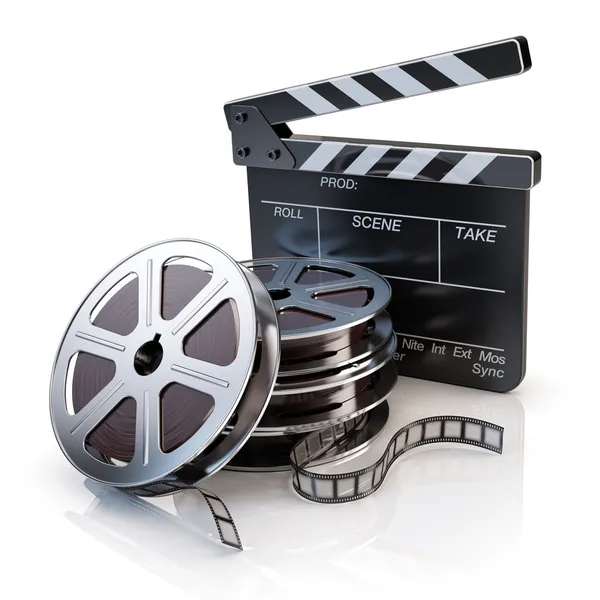 Film Reels and Clapper board — Stock Photo, Image