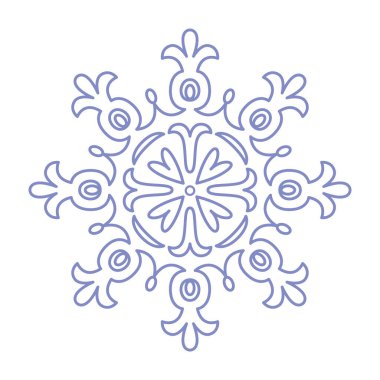 Kar tanesi ikonu. Beyaz arkaplanda izole edilmiş basit düz vektör çizgisi çizimi. Siluet kar taneciği.