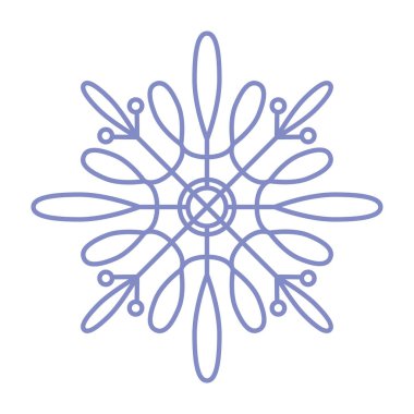 Kar tanesi ikonu. Beyaz arkaplanda izole edilmiş basit düz vektör çizgisi çizimi. Siluet kar taneciği.