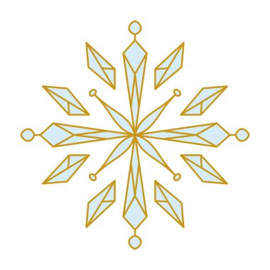 Kar tanesi ikonu. Beyaz arkaplanda izole edilmiş basit düz vektör çizgisi çizimi. Siluet kar taneciği.