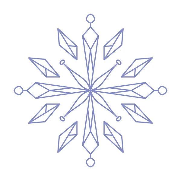 Snowflake Icon Simple Flat Vector Line Illustration Isolated White Background — Stock Vector