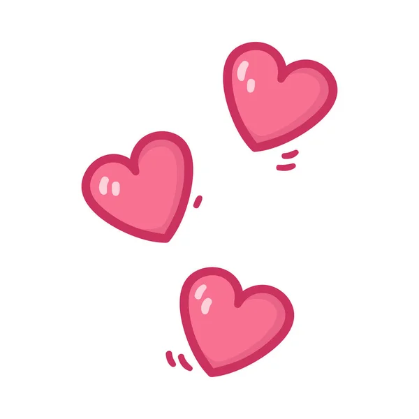 Hand Drawn Flying Cartoon Hearts Pink Color Design Elements Valentines — 图库矢量图片