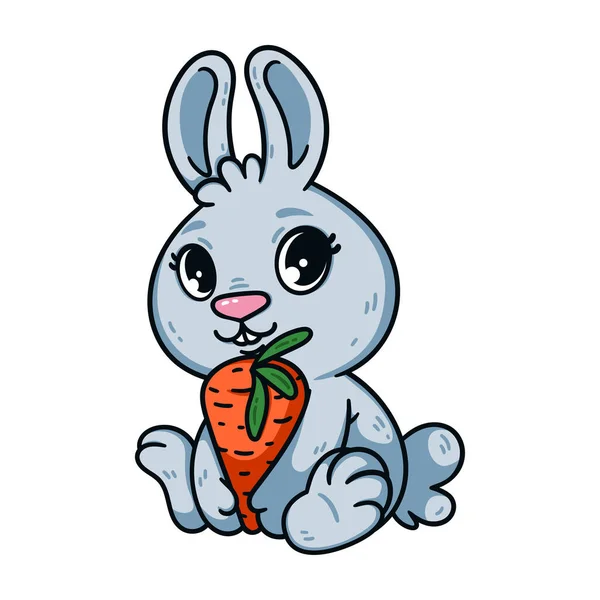 Маленький Пасхальний Кролик Морквою Кролик Символ 2023 Року Китайського Календаря Стокова Ілюстрація