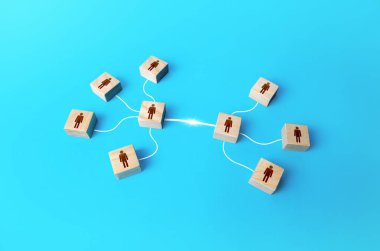 İki grup insan liderler aracılığı ile iletişim kuruyor. Takımların işbirliği ve işbirliği. Irklar arası iletişim. Arabuluculuk ve pazarlık. Arabulucular. Etkileşim ve birlikte çalışma. Uzlaşma