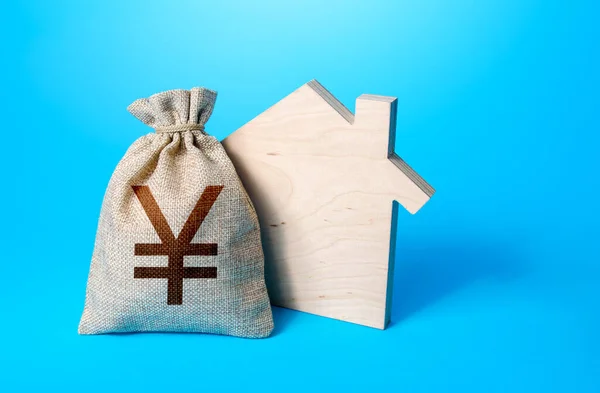 Silhouette Maison Sac Argent Symbole Yuan Chinois Yen Japonais Achat — Photo