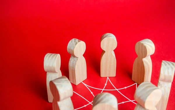 People Circle Connected Lines Teamwork Business Meeting Mutual Relations Cooperation — Stok fotoğraf