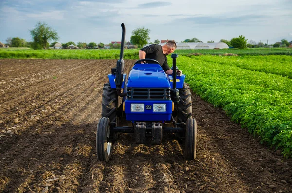 Kherson Oblast Ukraine May 2021 Farmer Tractor Works Field Seasonal — стокове фото
