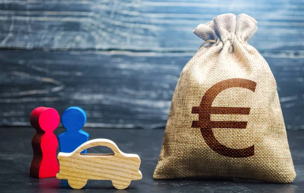 Par Figuritas Una Bolsa Dinero Euros Política Transportes Presupuesto Investigación —  Fotos de Stock